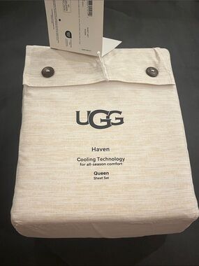 Ugg Haven Queen Sheet Set Birch Cooling Technology new Flat Fitted 2 Pillowcases